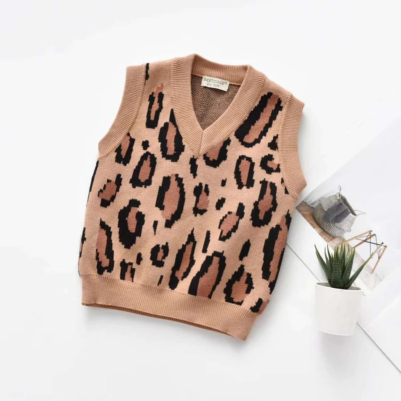 Leopard knitted vest
