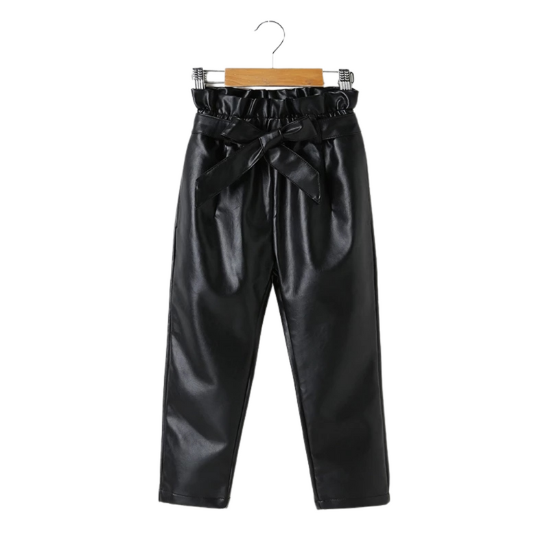Faux leather girl pants