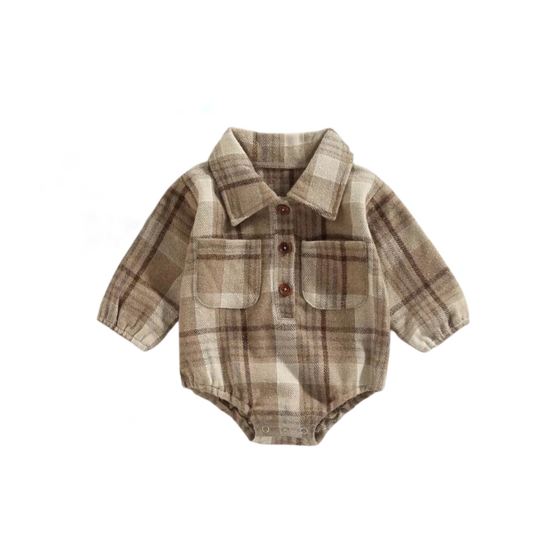The Fall flannel shirt onesie